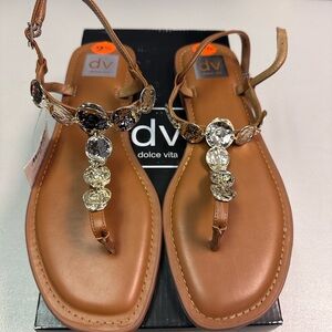 Dolce Vita Tan Sandals with Crystal Accents